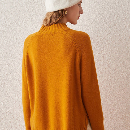 COMOBOCA 100% Cashmere Women's Mock Neck Knit Sweater