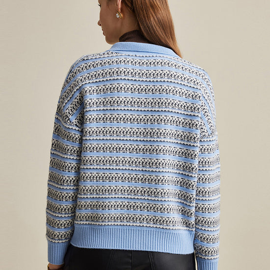 COMOBOCA 100% Wool Women's Vintage Inspired Striped Knit Cardigan