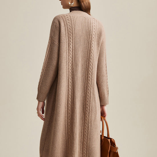 COMOBOCA 100% Wool Women's Cardigan Long Knit Coats with Pockets