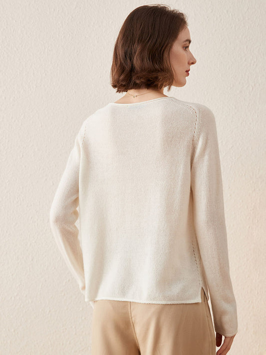 COMOBOCA 100% Cashmere Women's Loose Knit Sweater