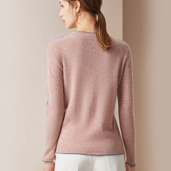 COMOBOCA 100% Cashmere Women's Sweater with Built-in Collar