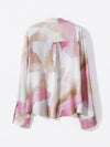 COMOBOCA 100% Mulberry Silk Women's Watercolor Print Shirt