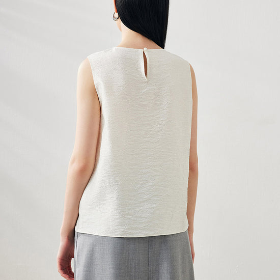 COMOBOCA Women's Textured Back Keyhole Tank Top