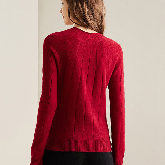 COMOBOCA 100% Cashmere Women's Ribbed Knit Pullover Sweater