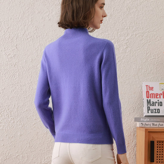 COMOBOCA 100% Wool Women's All-Match Mock Neck Sweater