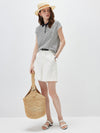 Women’s Mulberry Silk Knit Polo T-Shirt with Contrast Striped