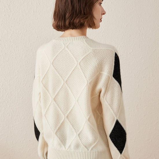 COMOBOCA 100% Cashmere Women's Sweater with Gold&Silver Threads