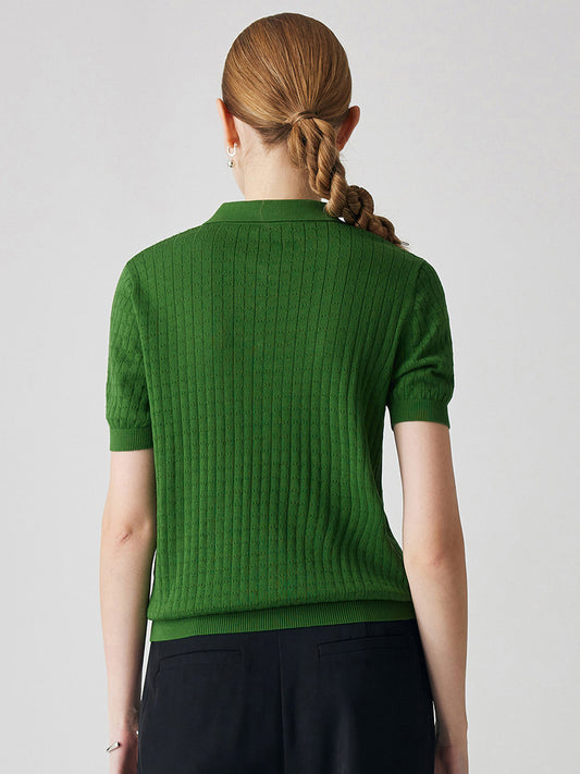 COMOBOCA Women's Classic Cotton Silk Polo Knit T-Shirt