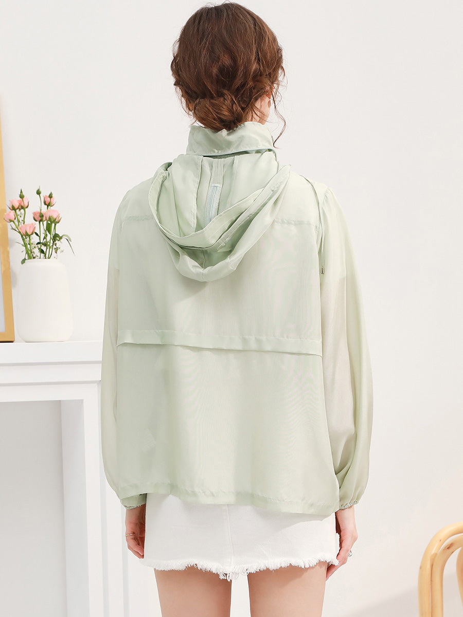 COMOBOCA 100% Mulberry Silk Women's Zip Up Hooded Jacket