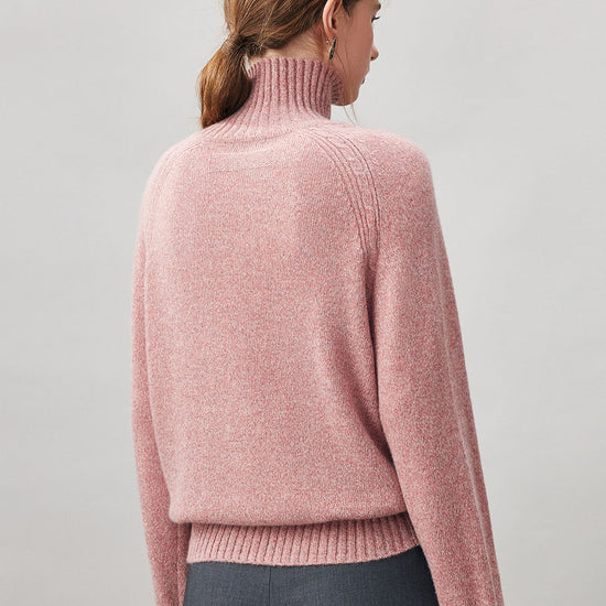 COMOBOCA 100% Cashmere Women's Ribbed Turtleneck Sweater