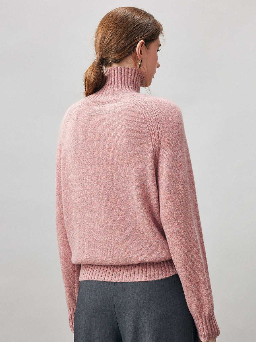 COMOBOCA 100% Cashmere Women's Ribbed Turtleneck Sweater