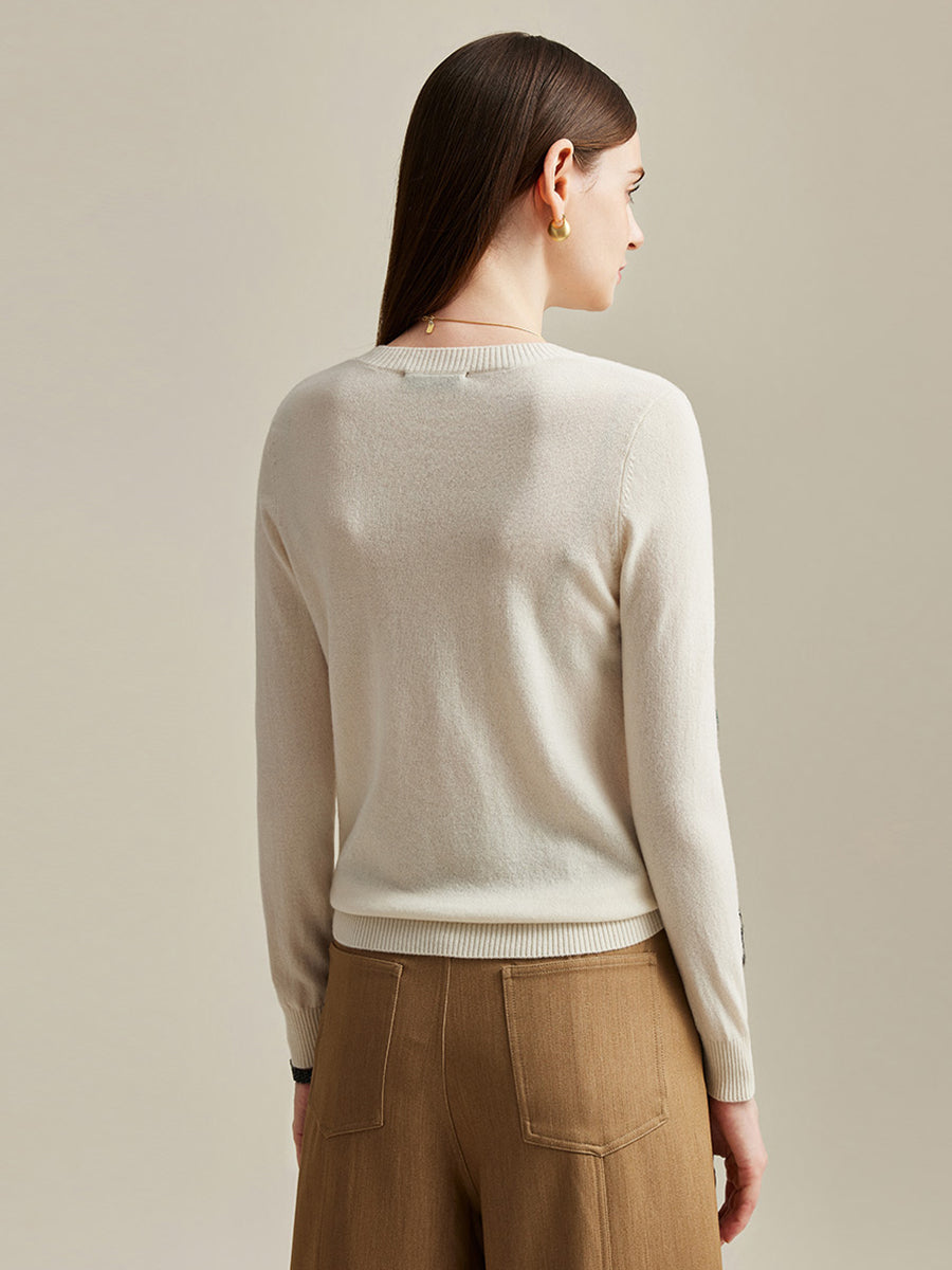 COMOBOCA 100% Cashmere Women's Christmas Embroidered Knit Sweater