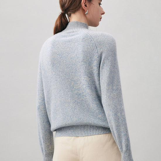 COMOBOCA 100% Cashmere Women's Cable Knit Mock Neck Sweater