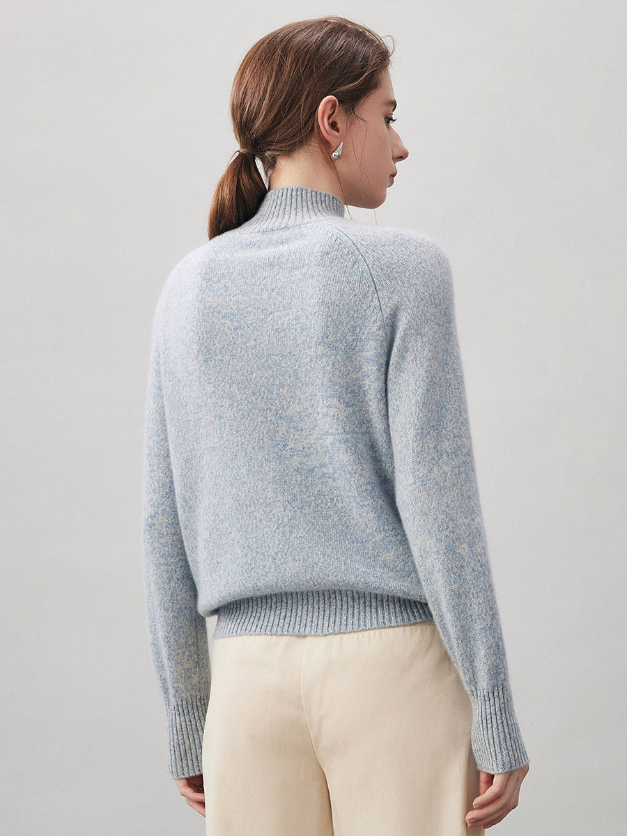 COMOBOCA 100% Cashmere Women's Cable Knit Mock Neck Sweater