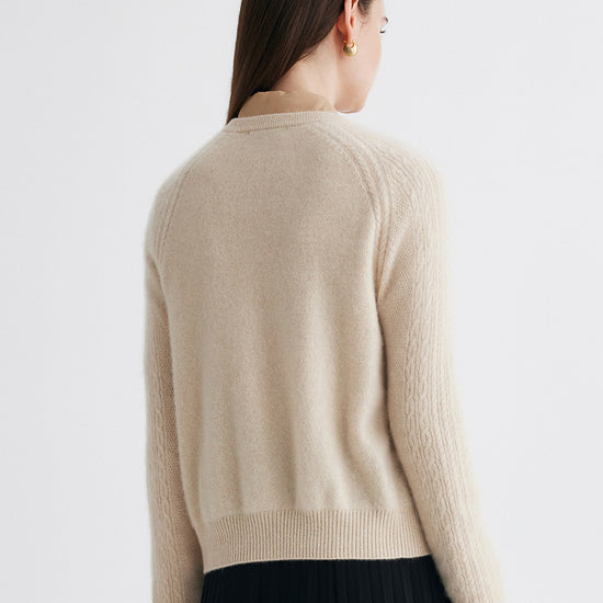 COMOBOCA 100% Cashmere Women's Argyle Cable Button Up Knit Cardigan