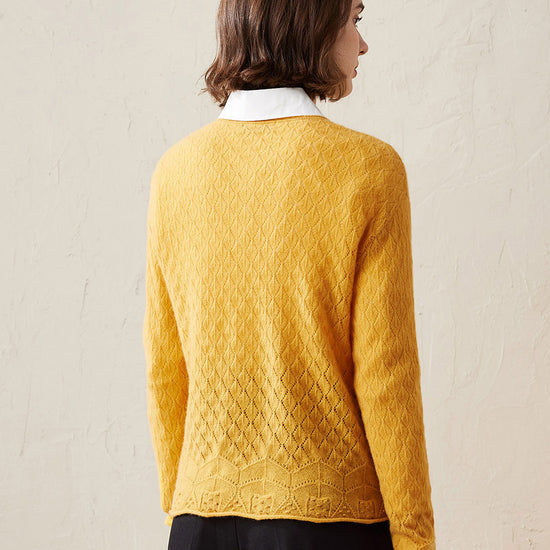 COMOBOCA 100% Cashmere Women's Diamond Pattern Pullover Sweater