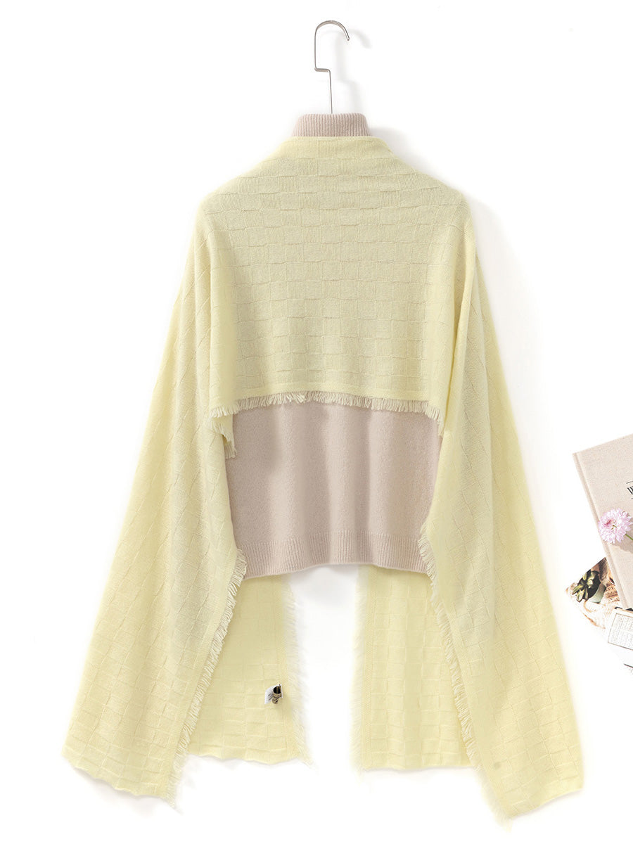 COMOBOCA 100% Cashmere Fringe Solid Color Shawl Scarf