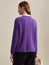 COMOBOCA 100% Wool Women's Vibrant Color Cable Knit Sweater
