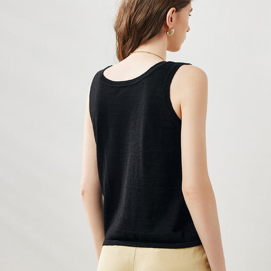COMOBOCA Women's Linen Versatile Basic Tank Top