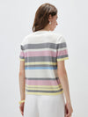 COMOBOCA Women's Farm Scene Striped Knit T-Shirt