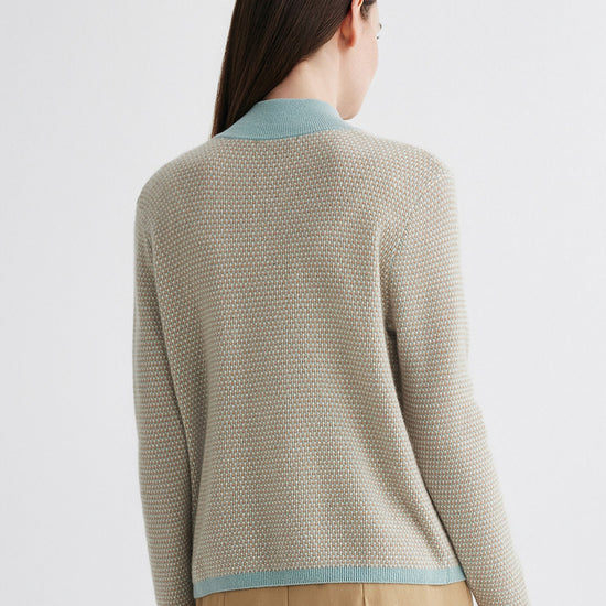 COMOBOCA 100% Cashmere Women's Textured Knit Zip Up Cardigan