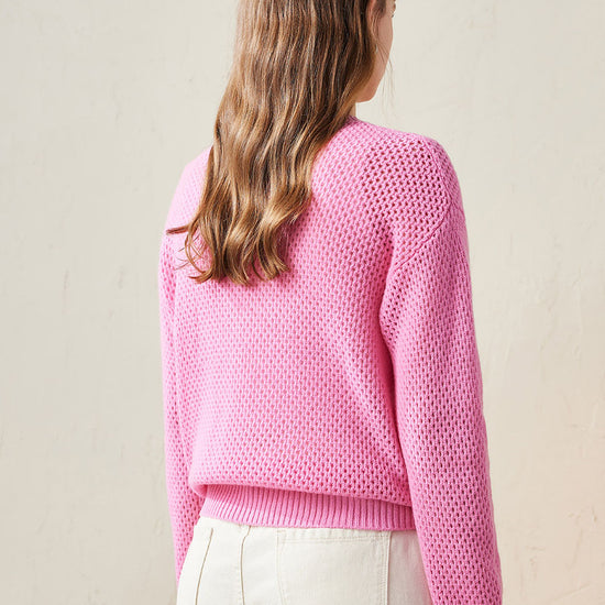 COMOBOCA 100% Wool Women's Embroidered Patch Knit Sweater