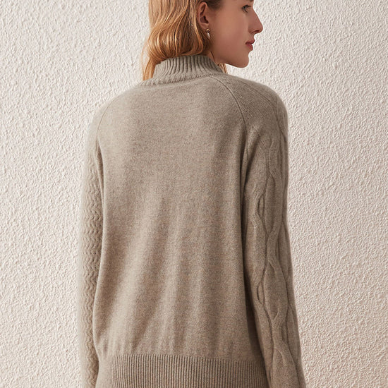 COMOBOCA 100% Cashmere Women's Mock Neck Knit Sweater