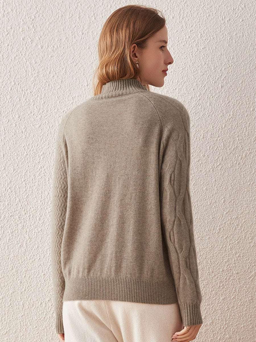 COMOBOCA 100% Cashmere Women's Mock Neck Knit Sweater