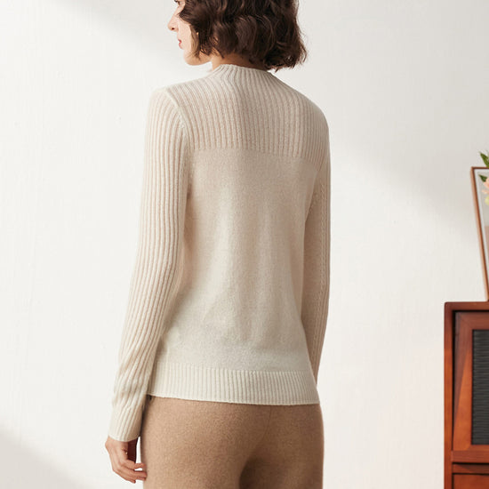 COMOBOCA 100% Cashmere Women's Mock Neck Cable Knit Sweater