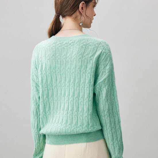 COMOBOCA 100% Cashmere Women's Cable Knit Sweater