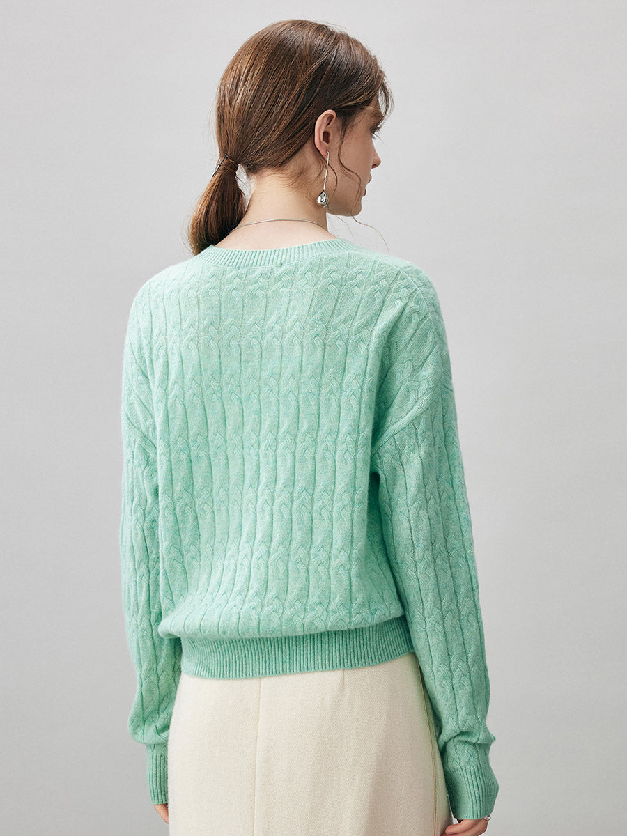 COMOBOCA 100% Cashmere Women's Cable Knit Sweater