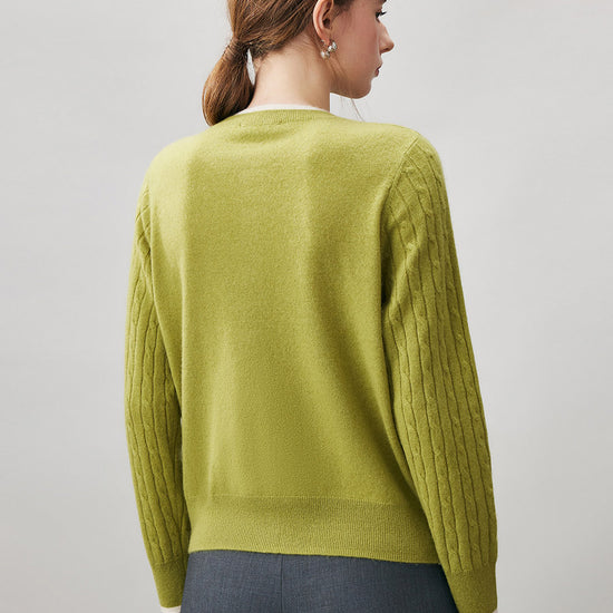 COMOBOCA 100% Cashmere Women's Cable Knit Button Front Cardigan