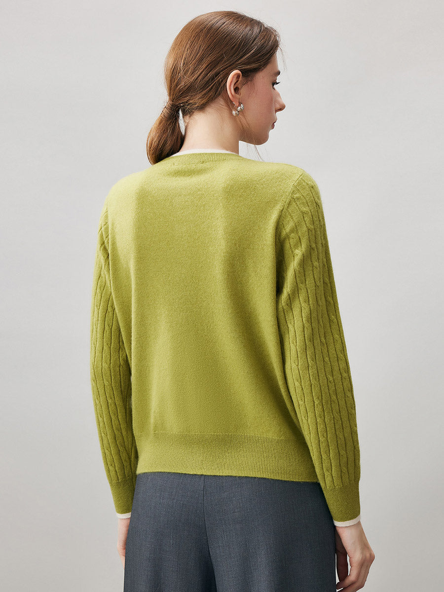 COMOBOCA 100% Cashmere Women's Cable Knit Button Front Cardigan