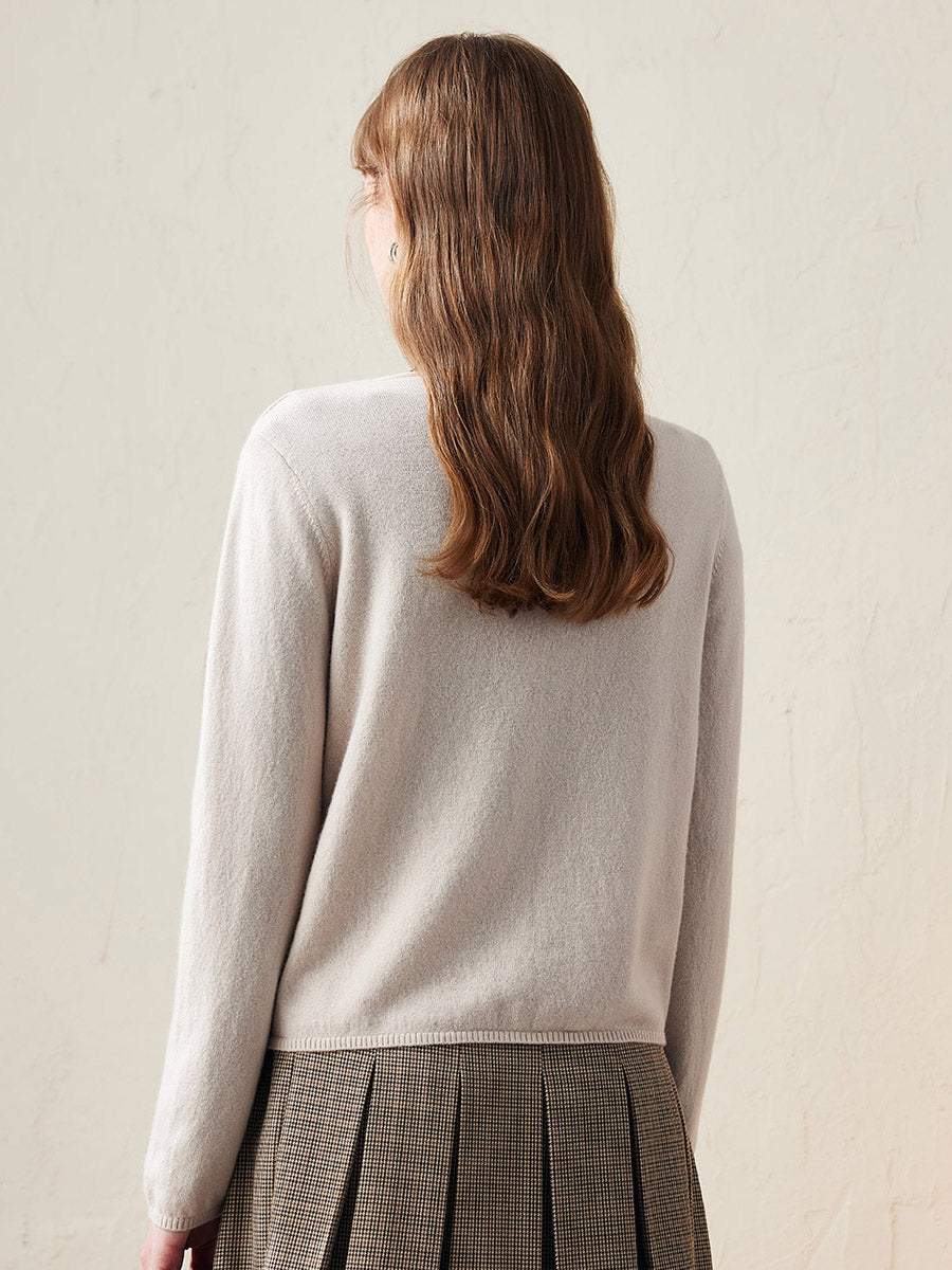 COMOBOCA 100% Wool Women's V-Neck Button Up Cardigan