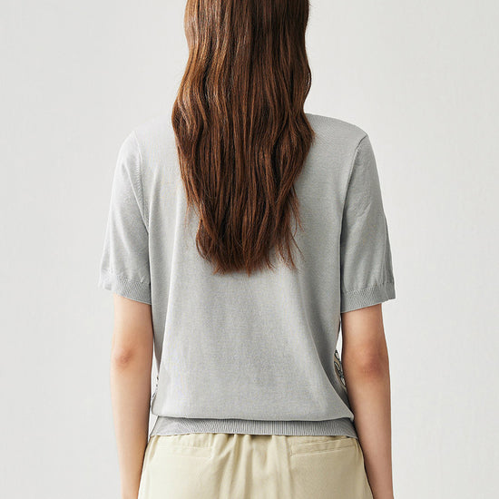 COMOBOCA Women's Graphic Chain Design Knit T-Shirt