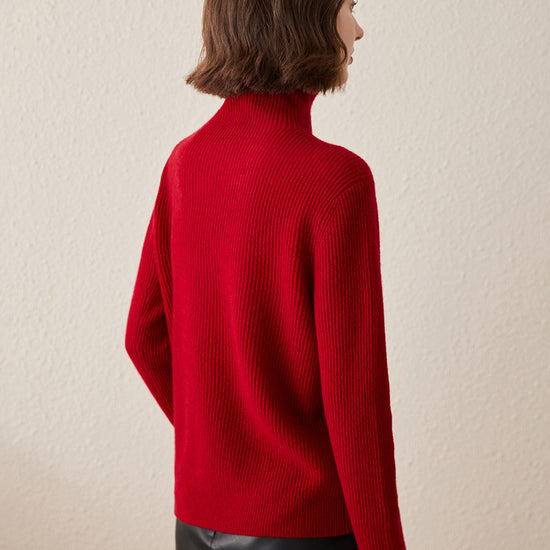 COMOBOCA 100% Cashmere Women's Turtleneck Knit Sweater