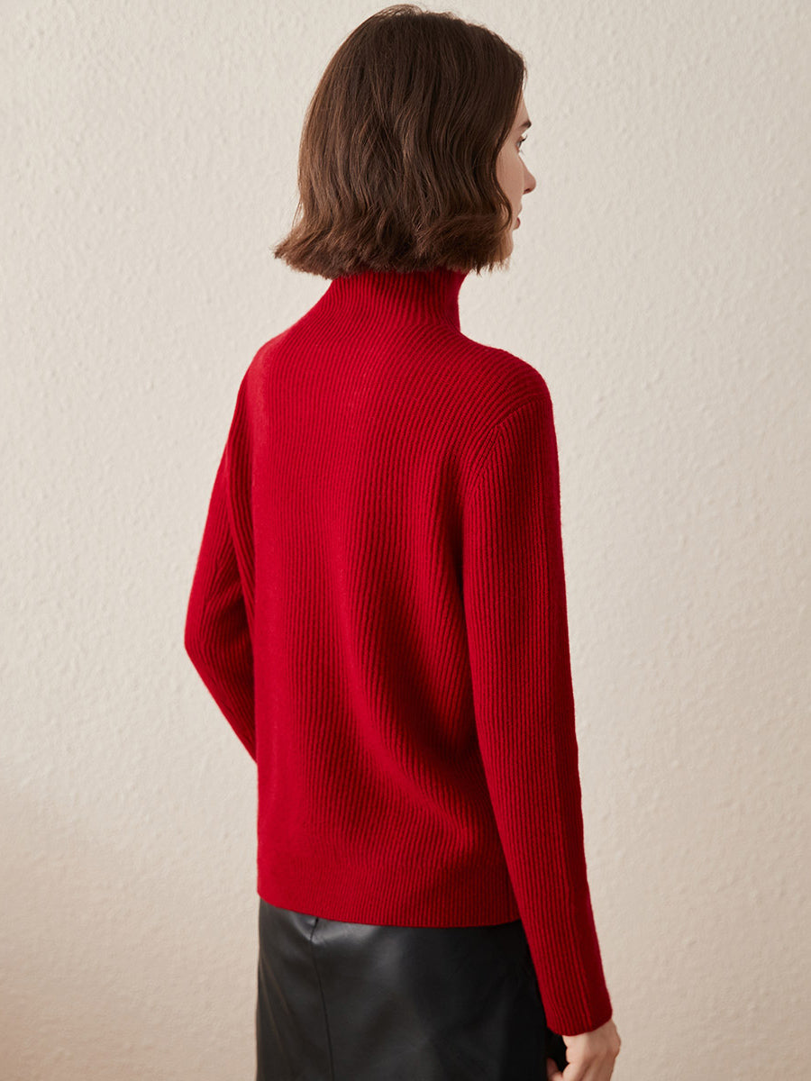 COMOBOCA 100% Cashmere Women's Turtleneck Knit Sweater