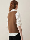 COMOBOCA 100% Wool Elegant Sleeveless Button-Up Vest