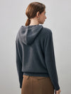 COMOBOCA 100% Cashmere Women's Ribbed Knit Hoodie
