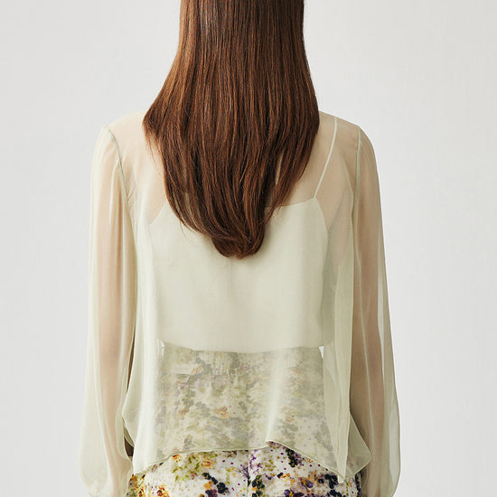 COMOBOCA 100% Mulberry Silk Women's Tie-Front Blouse