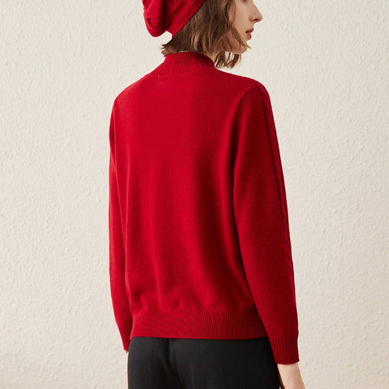 COMOBOCA 100% Cashmere Women's Ribbed Cable Knit Sweater