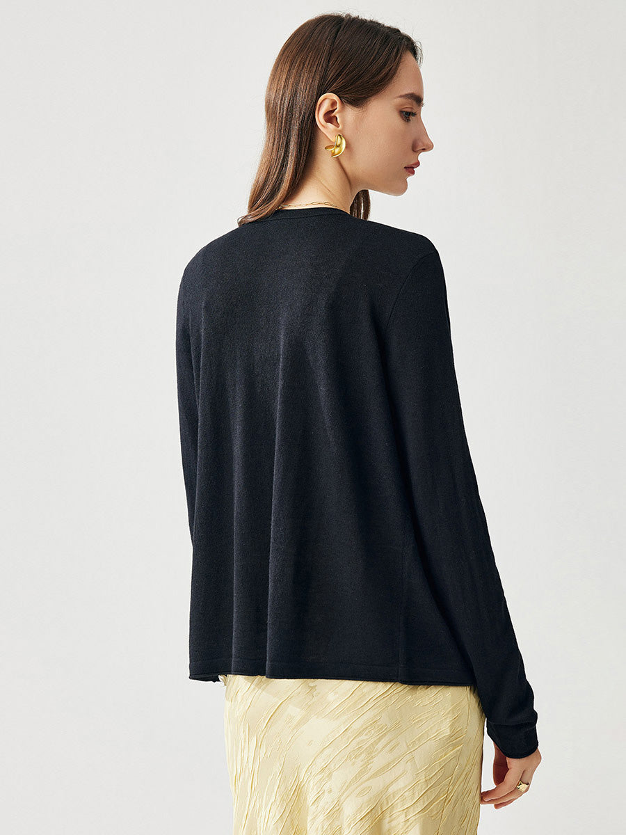 COMOBOCA Women's Button-Up Cardigan with Cable Knit Detail