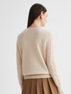 COMOBOCA 100% Cashmere Women's Cable Round Neck Knit Sweater