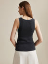 COMOBOCA 100% Wool Women's Sleek Ribbed Knit Tank Top