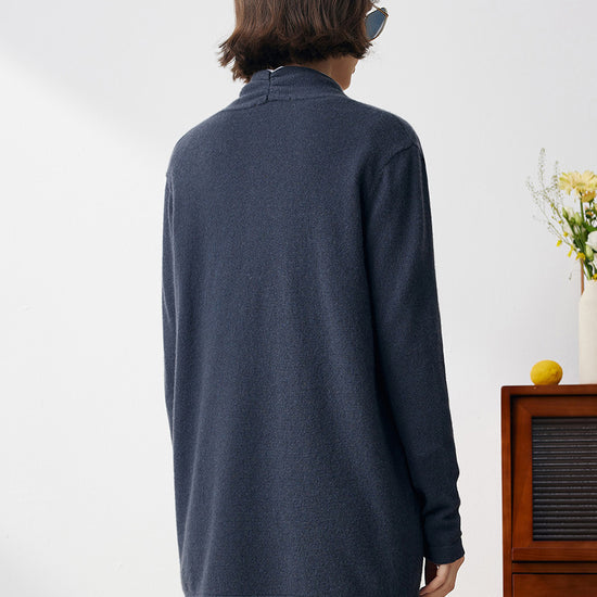 COMOBOCA 100% Cashmere Women's Leather Buckle Knit Coat