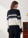COMOBOCA 100% Wool Women's Nordic Pattern Cable Knit Sweater