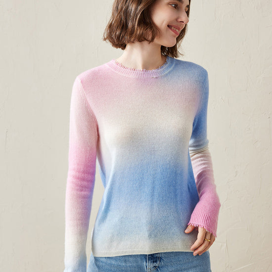 COMOBOCA 100% Cashmere Women's Gradient Ombre Sweater
