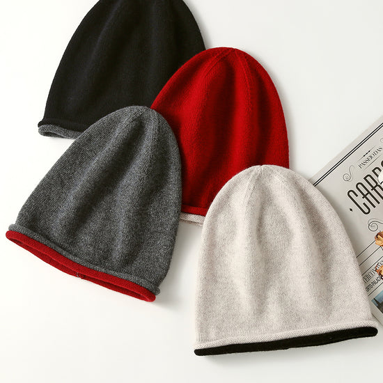 COMOBOCA 100% Wool Women's Double Layered Knit Beanie