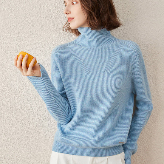 COMOBOCA 100% Cashmere Women's Turtleneck Knit Sweater