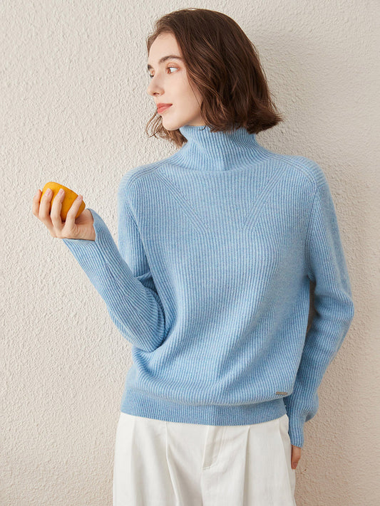 COMOBOCA 100% Cashmere Women's Turtleneck Knit Sweater